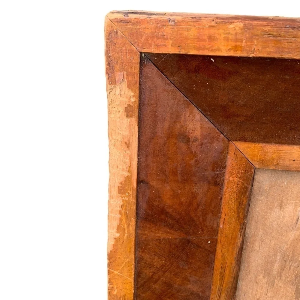 Antique Mahogany Ogee Mirror Frame Wooden Primitive